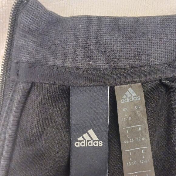 Adidas Sweatshirt Women's Sz L Black  Gray Gunmetal Letters Crewneck Zip Back - Picture 13 of 14